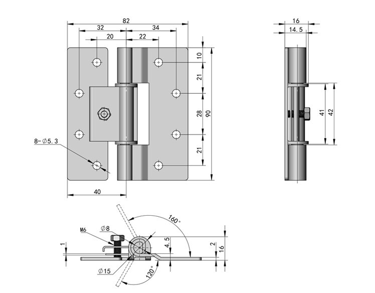 不锈钢304可调阻尼铰链 扭矩合页 大阻尼铰链 随意停铰链 定位